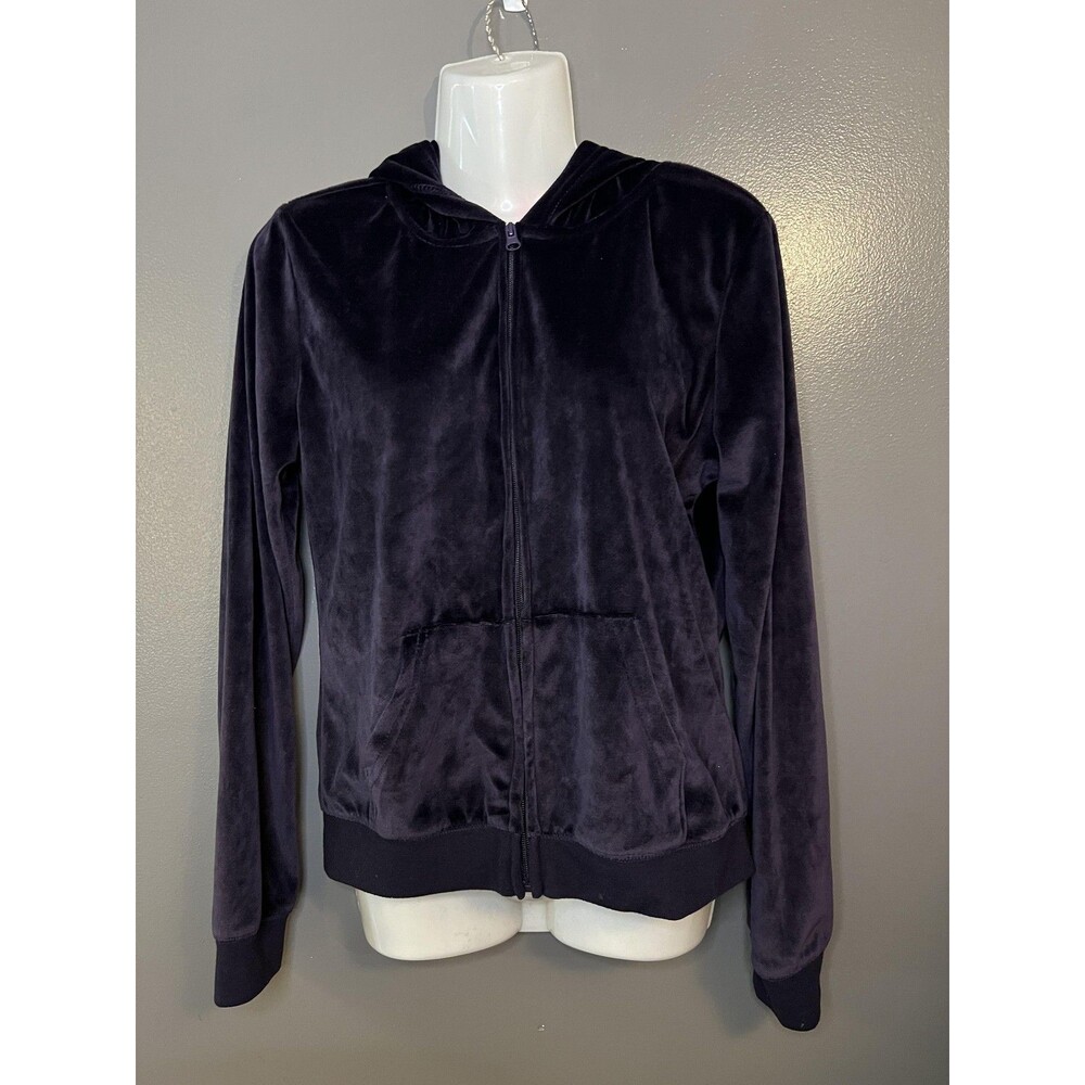 J. Creations Hoodie Womens XL Purple Velour Zip Up Sweatshirt Jacket Loungewear
